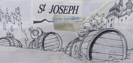 Isabelle Dethan - Isabelle Dethan & Mazan, illustration originale à deux mains pour une étiquette de vin St JOSEPH. - Illustration originale