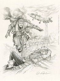 Gil Formosa - Buck DANNY Crayonné de la couverture du tome 56 - Couverture originale