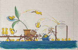 Claude Ponti - Le grand bain - Illustration originale