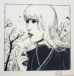 Ex-Libris Sérigraphie 19,9 x 19,9, signée MR .