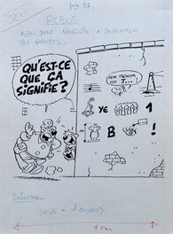 Michel Motti - 1980'S - Pif et Hercule : Aide donc Farfouille à décrypter ces graffittis - Illustration originale