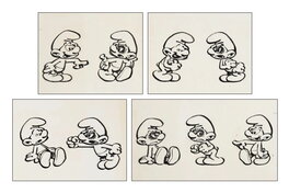 Peyo - Bagarre! - Illustration originale