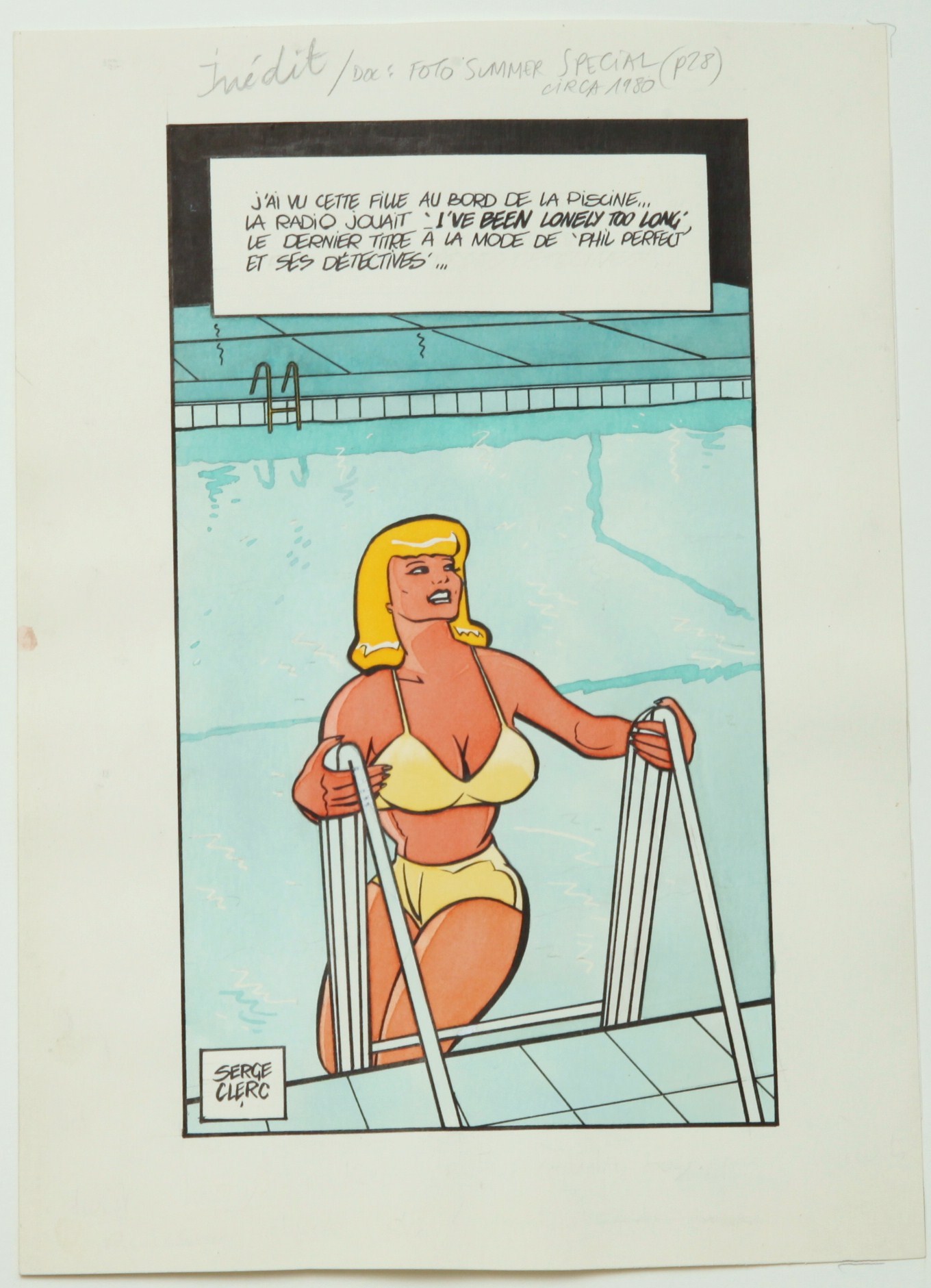 J'ai vu une fille au bord de la piscine ! par Serge Clerc - Planche originale