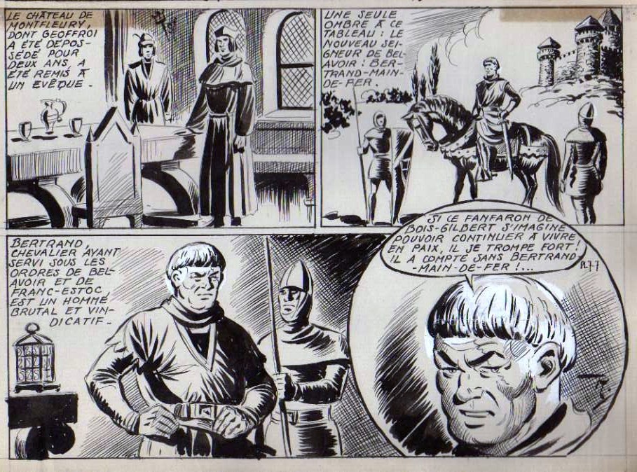 3 Dessins Originaux BD - M. Roubinet - Personnages Du Prince Loyal - Années 50