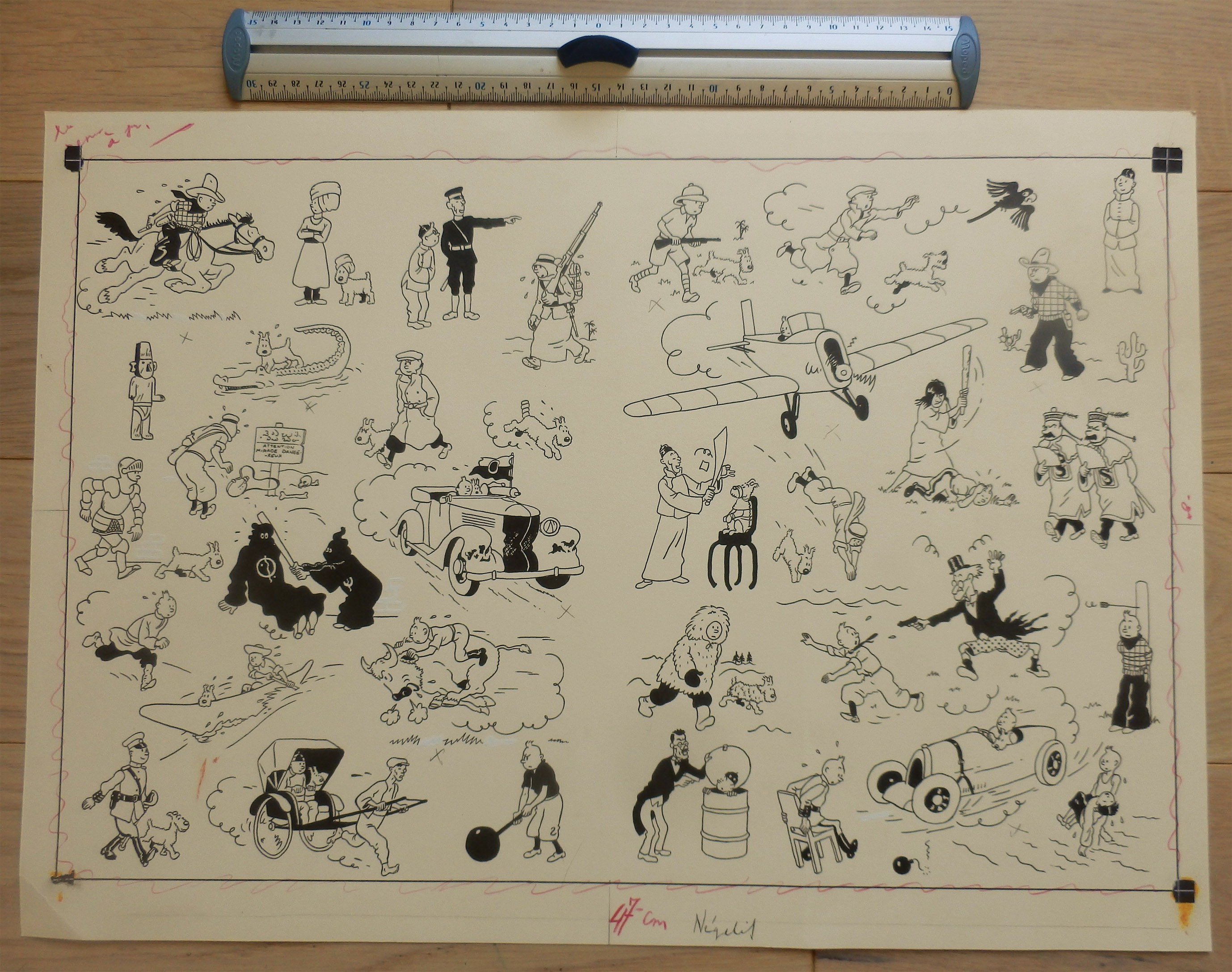 Fred Neidhardt, Hergé, Copie fidèle des pages de garde bleu foncé de