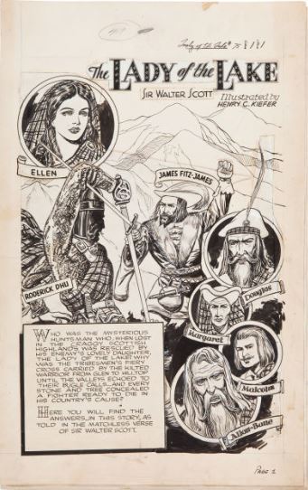 Classics Illustrated The Lady of The Lake splash page by Henry Kiefer - Comic Strip