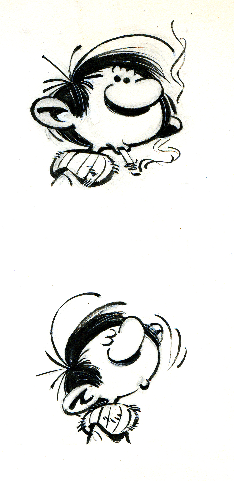 André Franquin, Deux jolies têtes de Gaston Lagaffe. Œuvre originale