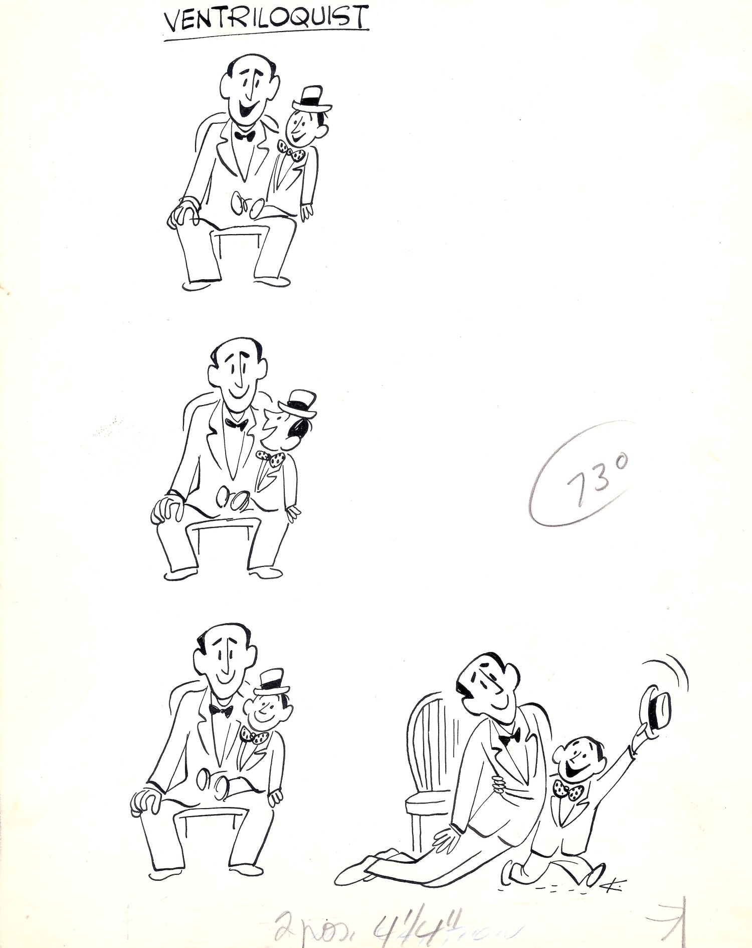 Ventriloquist by Hank Ketcham Original Illustration