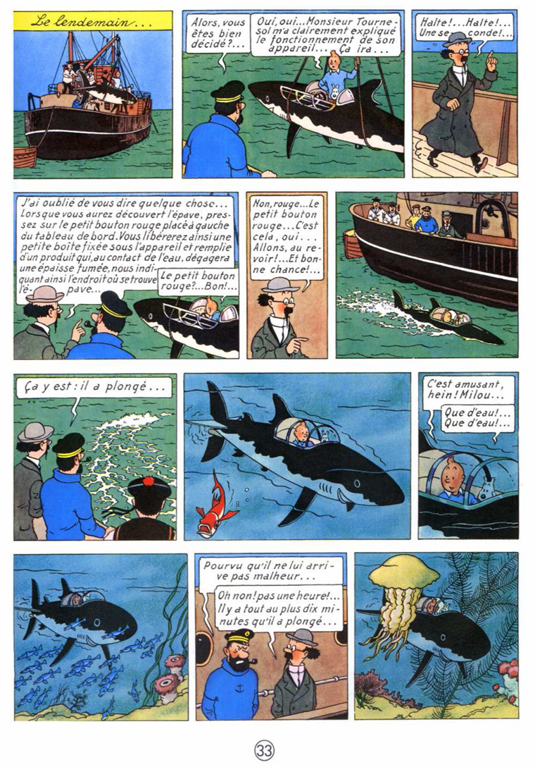 Hergé, Tintin Le Trésor de Rackham le Rouge Planche originale