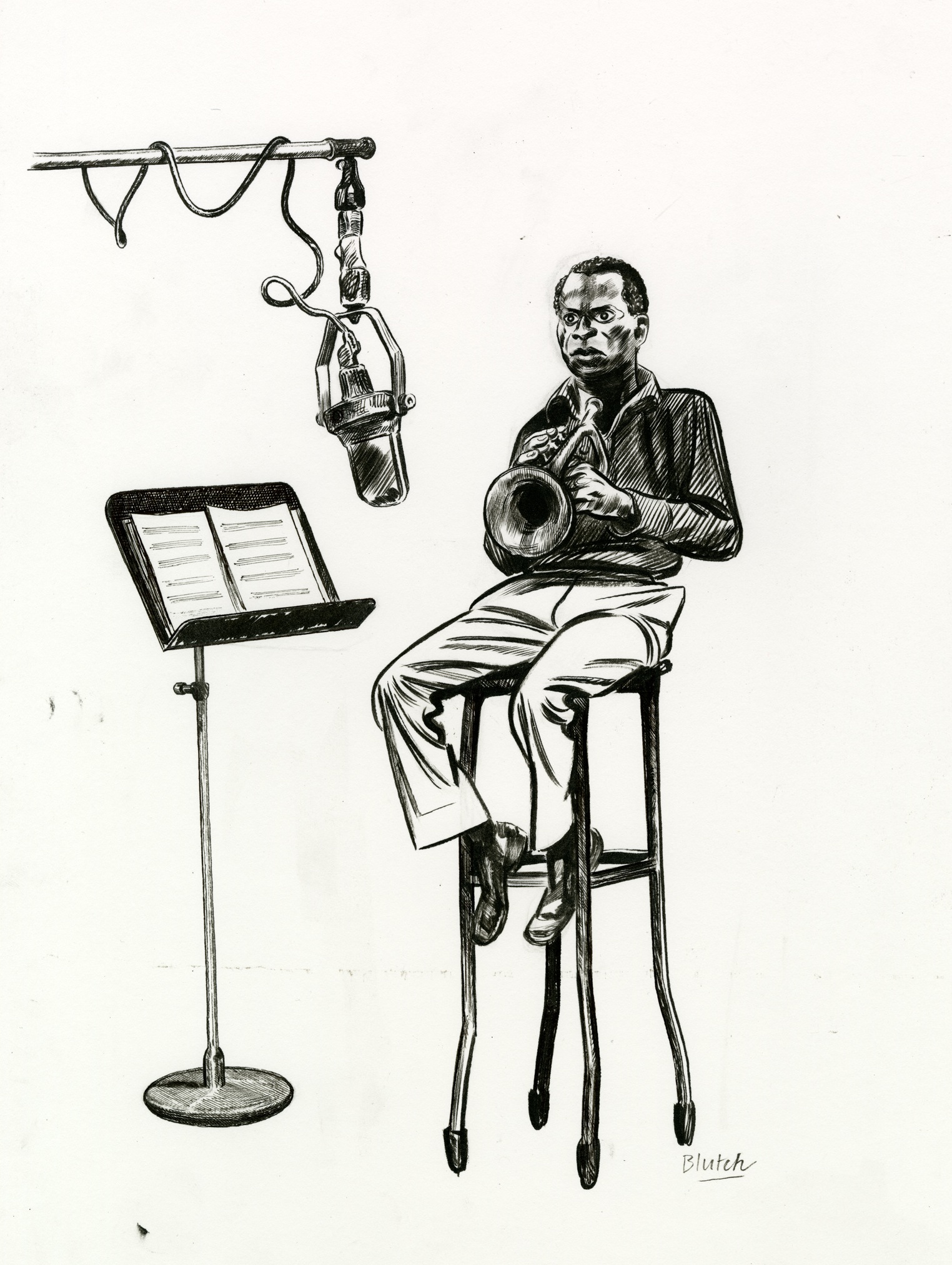 Miles Davis Par Blutch Illustration Originale miles-davis-par-blutch-illustration-originale