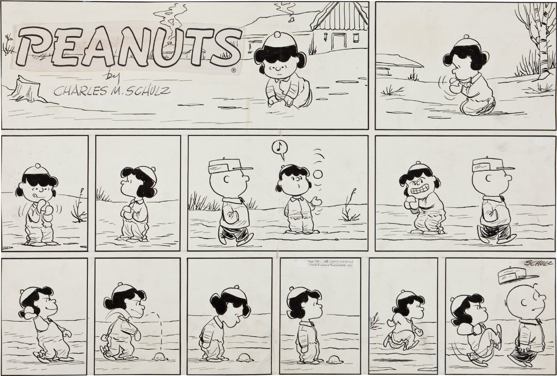 Charles Schulz--Peanuts --1959 wordless vintage Sunday par Charles M