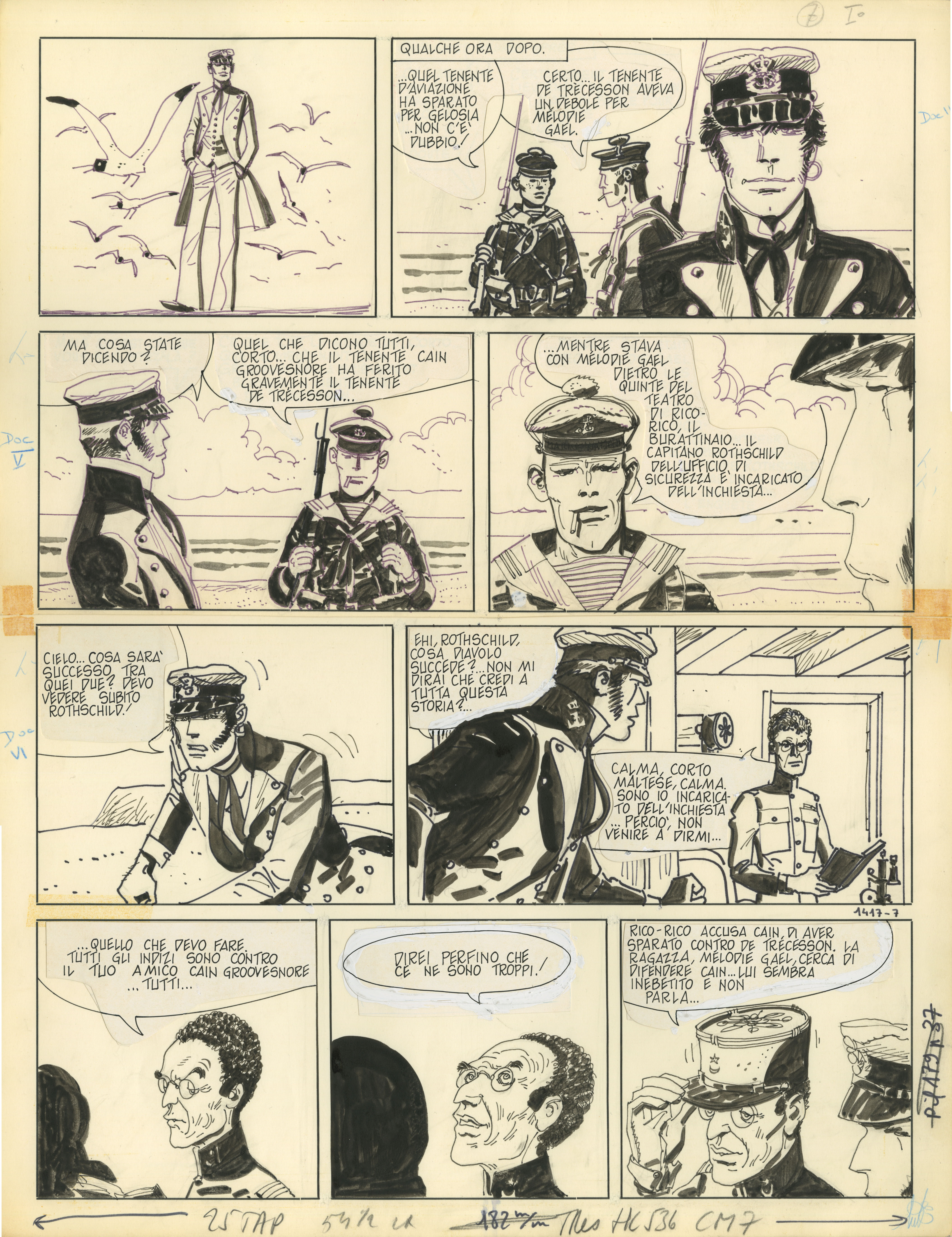 Corto Maltese, Les Celtiques, Chapitre V : Burlesque entre Zuydcoote et Bray-Dunes, Planche Originale 7 par Hugo Pratt - Planche originale