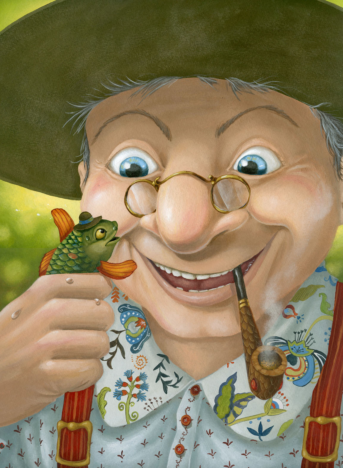 En vente Le petit poisson et pêcheur par Alexandre Honoré Illustration
