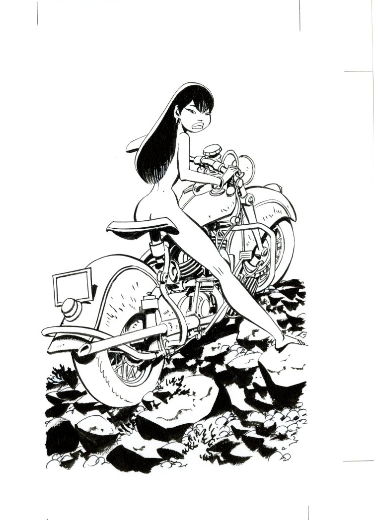 En vente - Les Innommables - Alix à moto par Didier Conrad - Illustration