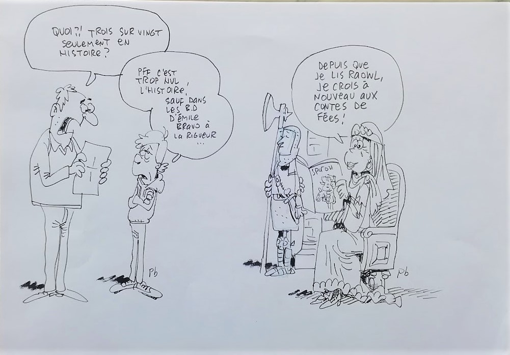 Dessin original publier journal spirou l'inspecteur spirou Christian Denayer