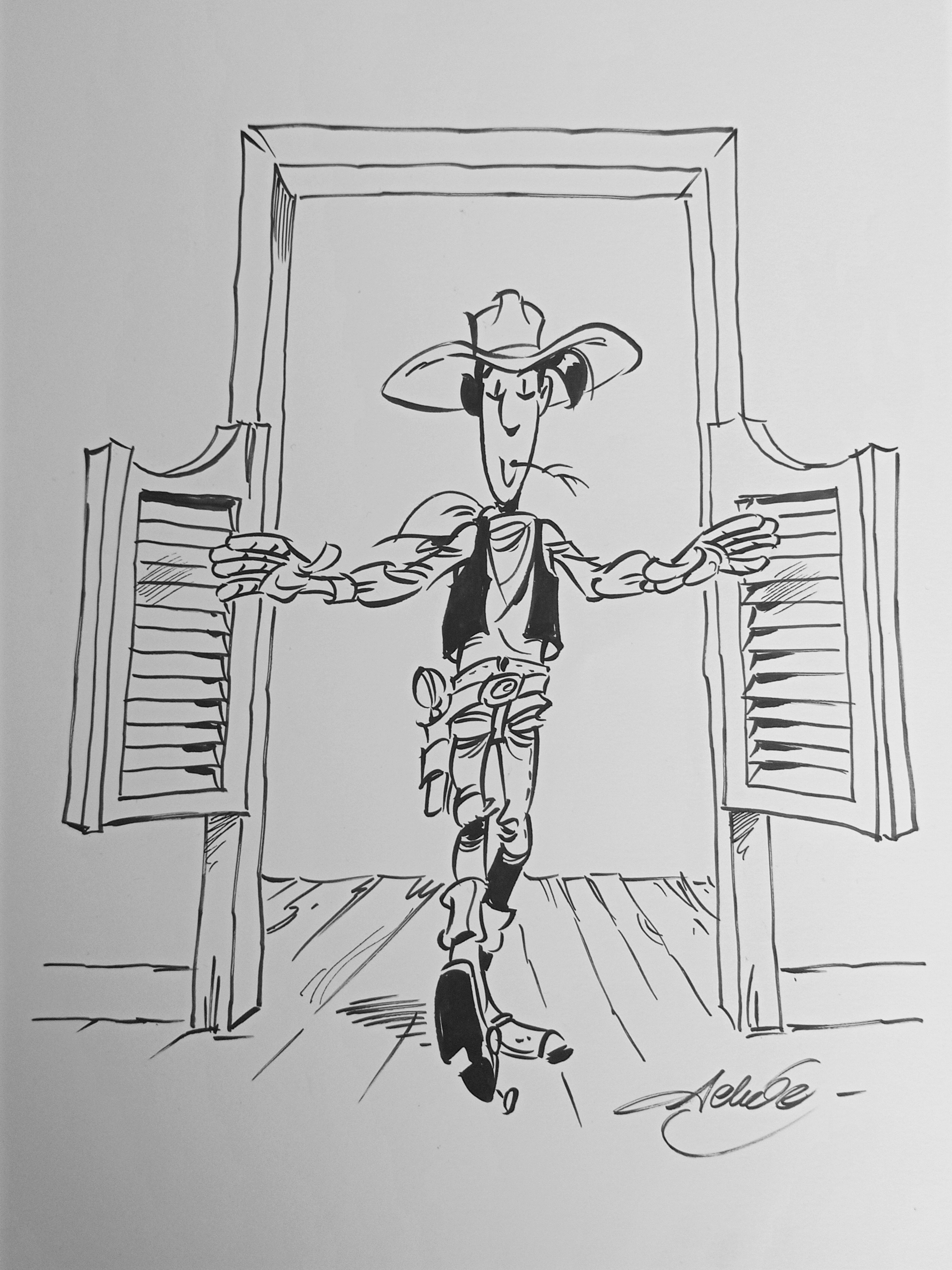 Margot & Lucky-Luke par Paul Salomone - Illustration originale
