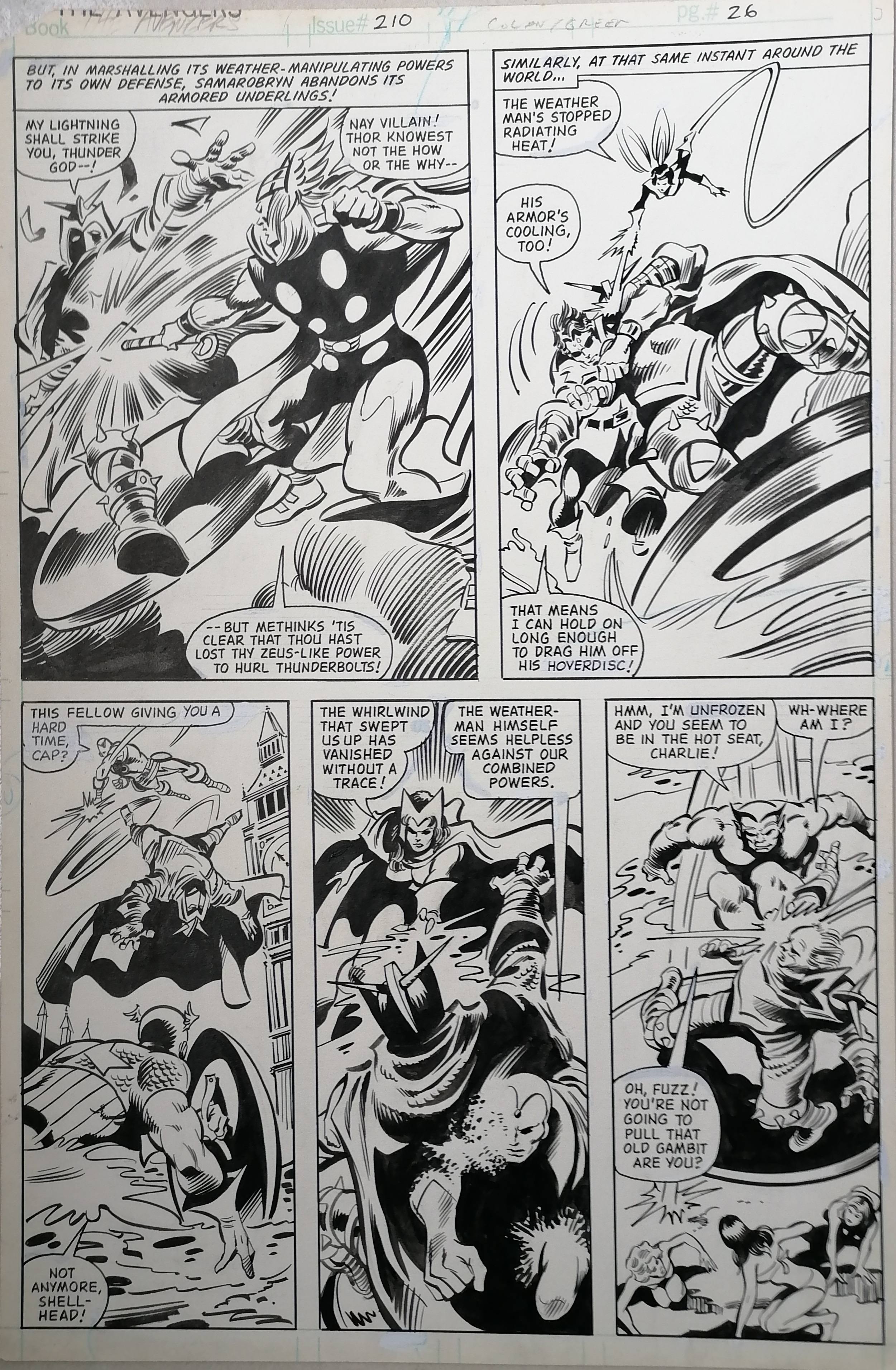 Gene Colan Dan Green Avengers By Gene Colan Planche Originale