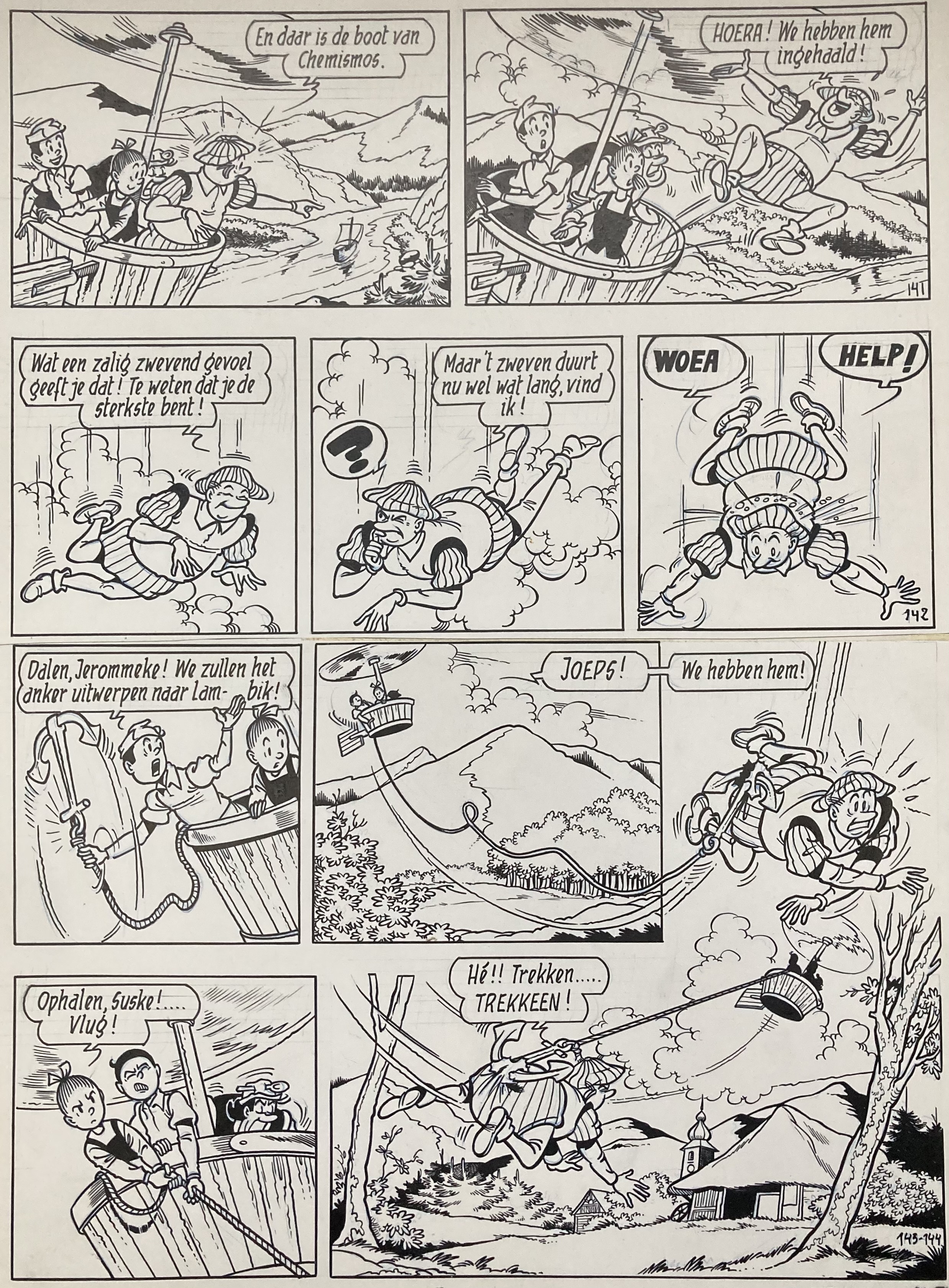 Dessin Original Encre De Chine Paul Geers – Bob Et Bobette, édition Originale