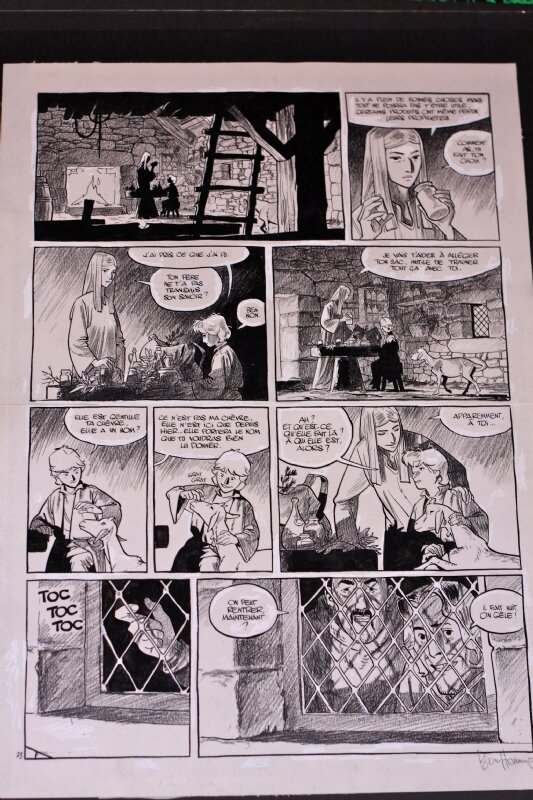 Gwen De Bonneval, Matthieu Bonhomme, Bonhomme, Messire Guillaume tome 1 et son crayonné - Planche originale