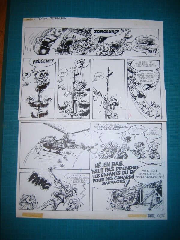 André Franquin, Jean-Claude Fournier, Fournier tora torapa planche scénarisée par Franquin - Comic Strip
