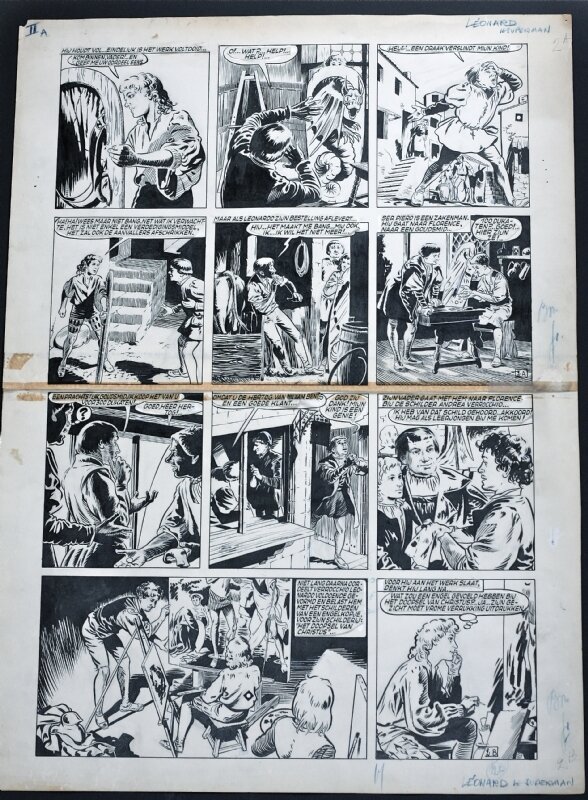Octave Joly, René Follet, Follet, pl de L'Oncle Paul, Leonard de Vinci et sa mise en couleur au dos - Comic Strip