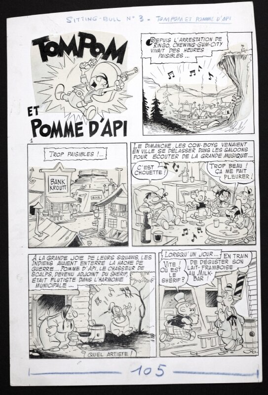 Marin, pl1 de Tom Pom et pomme d'api - Planche originale