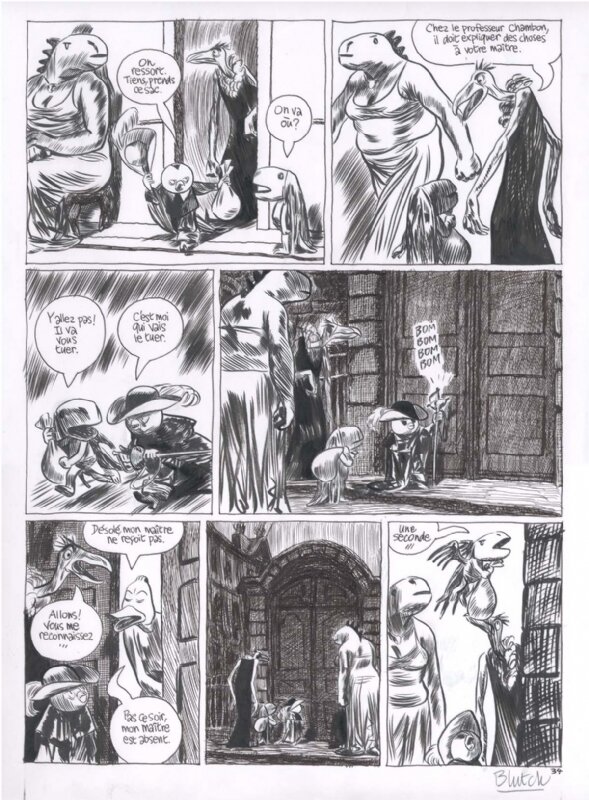 Joann Sfar, Lewis Trondheim, Blutch, Blutch, pl de Donjon Monsters 7 Mon fils le tueur pl34 - Planche originale