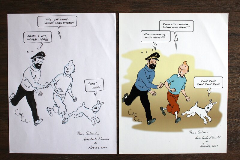 For sale - Hommage Tintin by Yves Rodier, Hergé - Original Illustration