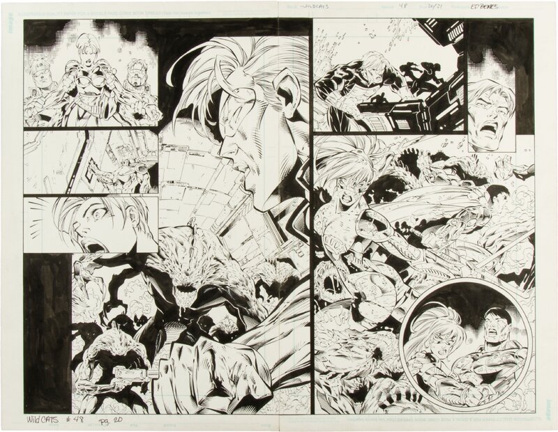 Ed Benes, WildC.A.T.s #48 Pages 20 & 21 - Planche originale