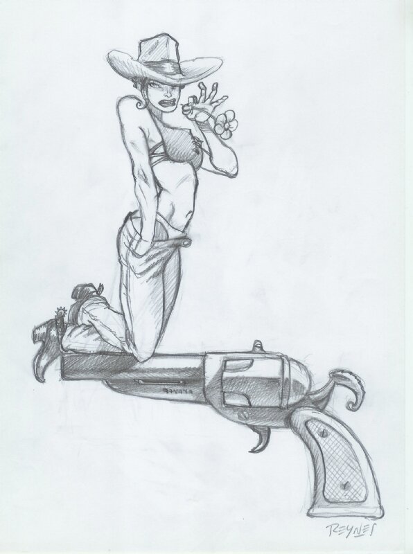 Pin-Up Cowgirl par Mathieu Reynes - Illustration originale