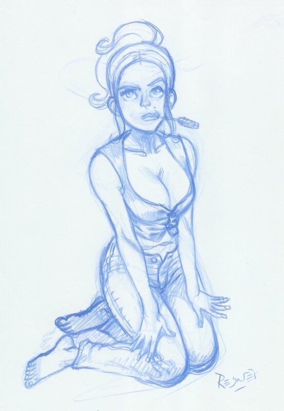 Pin-Up Cowgirl by Mathieu Reynes - Original Illustration