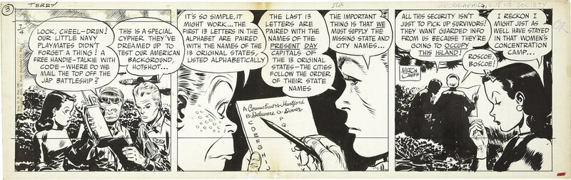 Milton Caniff: Terry August 4th 1945 - Planche originale