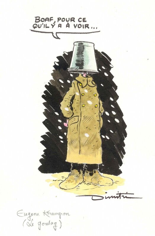 Dimitri, Krampon avec son seau sur la tête - Illustration originale