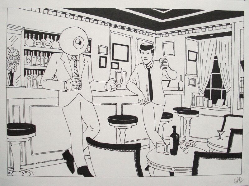 François Gadant, Ultimex et Steve au bar par Gad - Illustration originale