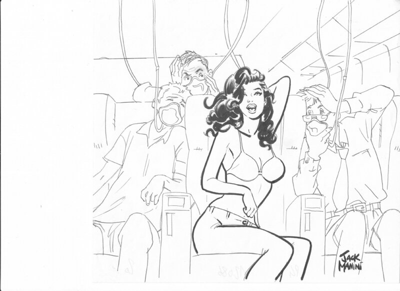 Manini Jack - Pin-Up - N&B encrage et crayonné - Original Illustration