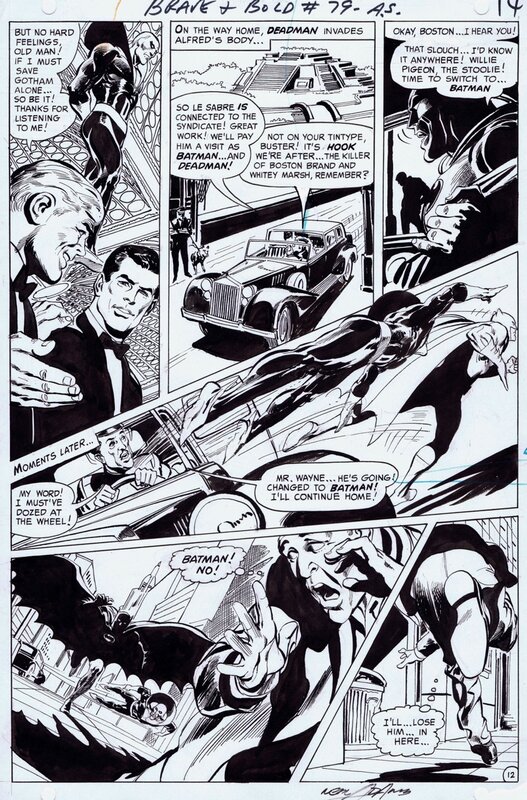 1968-09 Adams: Brave and the Bold #79 p12 Deadman (Neal Adams' first Batman work) - Original art