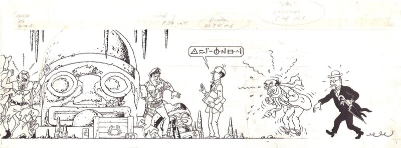 Hergé, Bob De Moor, HERGÉ: DESSIN POUR METRO STOCKEL - Illustration originale