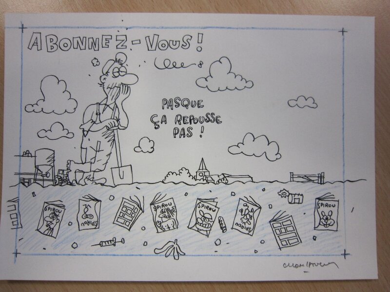 Cromheecke - illustration abonnement journal de Spirou - Illustration originale