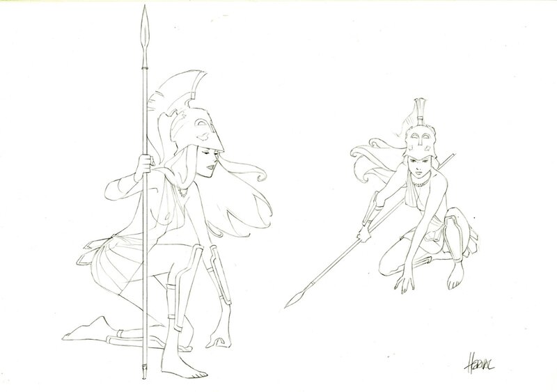 Herval - guerrière grecque - Illustration originale