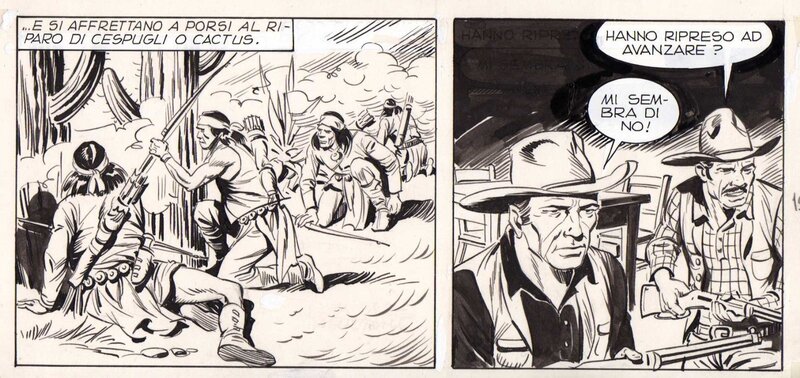 Erio Nicolò, Tex Willer numéro 247 (Sfida nel cayon) page 47, strip du milieu - Planche originale