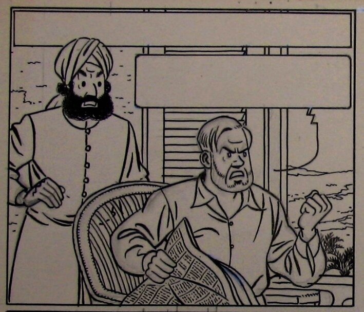 Edgar Pierre Jacobs, 1951, Blake et Mortimer, Le Mystère de la Grande Pyramide, case extraite de la planche 45 (version prépublication) - Comic Strip