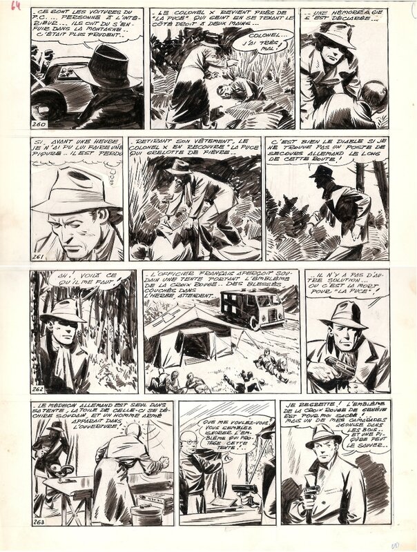 Raymond Poïvet, Raymond Poivet : Planche originale Colonel X parue dans Coq Hardi 1946 - Comic Strip