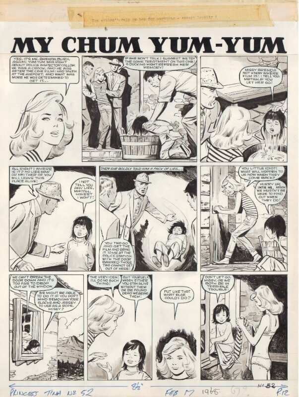 Georges Lévis, Georges LEVIS (JEAN SIDOBRE) : Planche My Chum Yum Yum 17 Fev 1968 - Planche originale