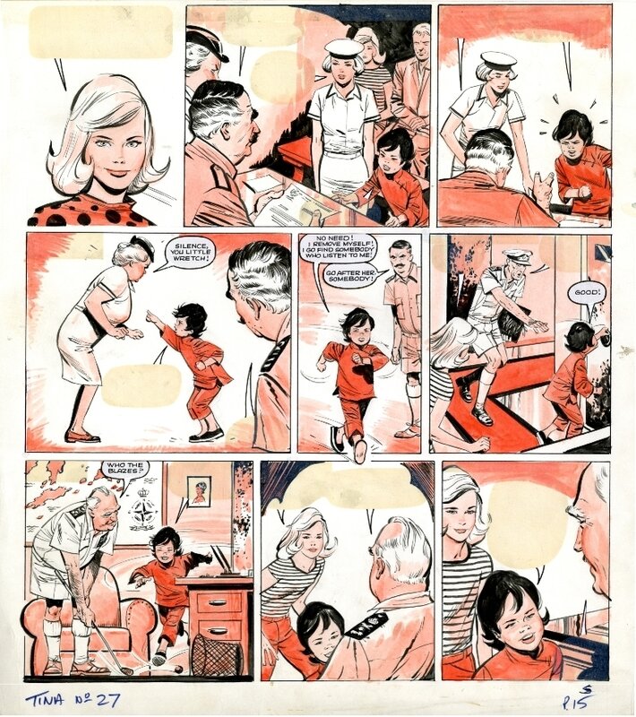 Georges Lévis, Georges LEVIS (JEAN SIDOBRE) : Planche My Chum Yum Yum lavis rouge 1967 - Comic Strip