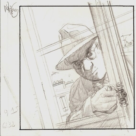 Dodier : Crayonné d'une case de Jerome K. Jerome Bloche - Original art