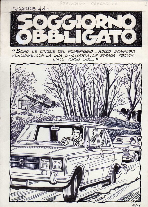 Augusto Chizzoli, Page titre de l'histoire Soggiorno Obbligato, publiée dans le n°41 du magazine Sbarre - Planche originale