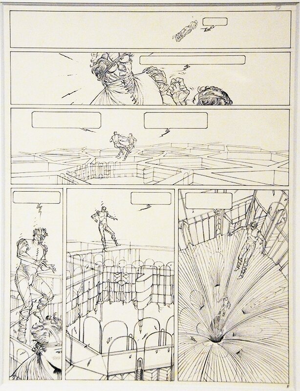 François Schuiten, Luc Schuiten, Schuiten, Nogegon, planche 8 (plus crayonné et ébauche) - Planche originale