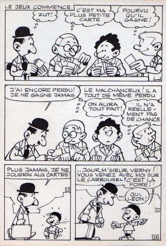 Francis, Les malheurs de Jules Verny. Mini-récit publié en supplément dans le journal Spirou n° 1291 (1963). - Planche originale