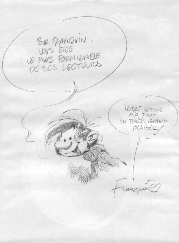 André Franquin, Dédicace Gaston Lagaffe - Sketch