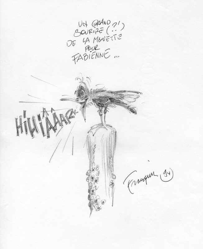 André Franquin, Dédicace La mouette rieuse - Sketch